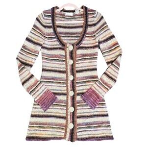 Anthropologie Women’s Sleeping On Snow Cardigan Autumn Sun Stripe Size S Alpaca